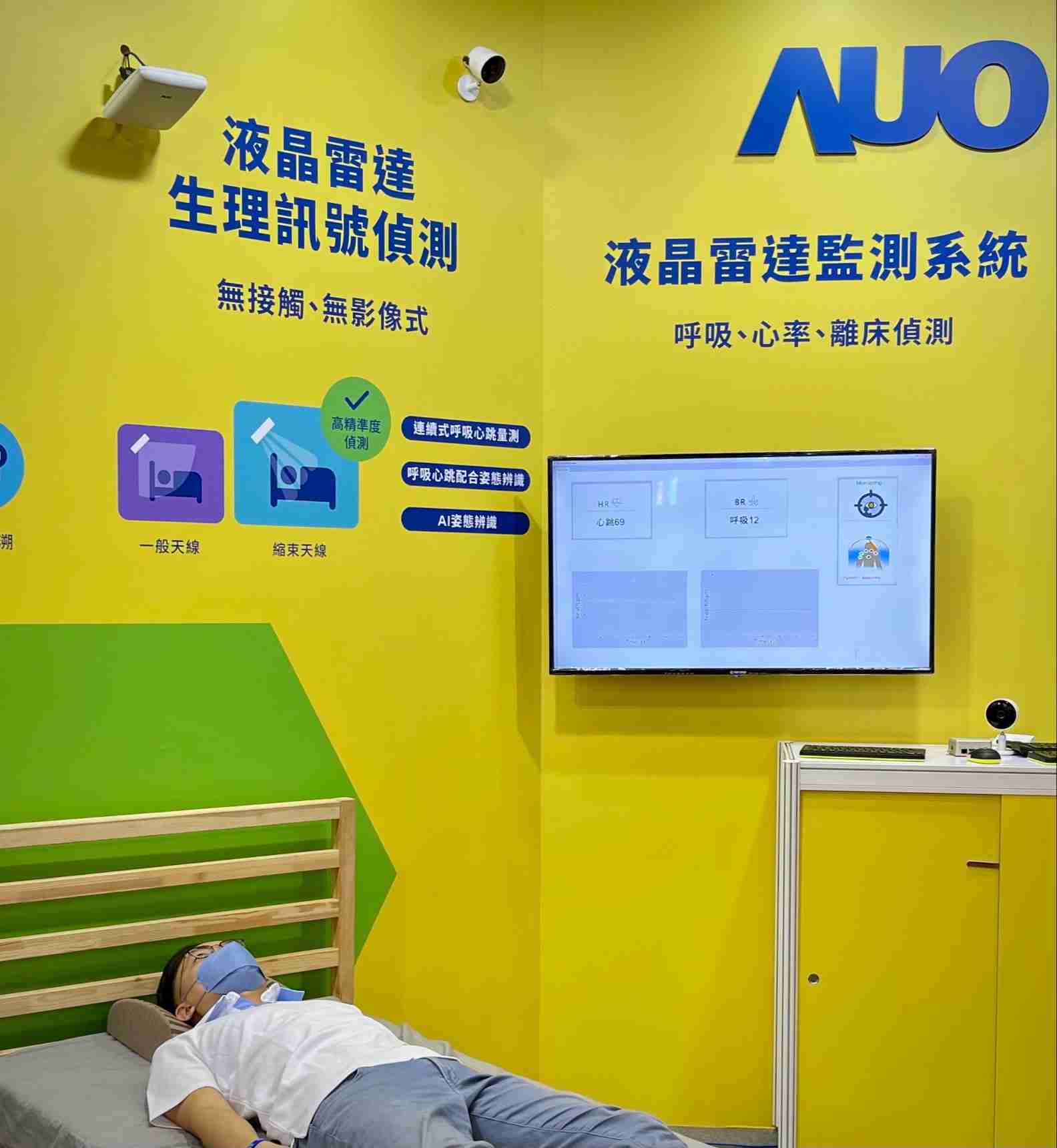 红龙扑克颐康「无接触生理监测雷达」，，，，免除传统线路与贴片束缚，，，，精准侦测呼吸、、心跳等重要生理讯号